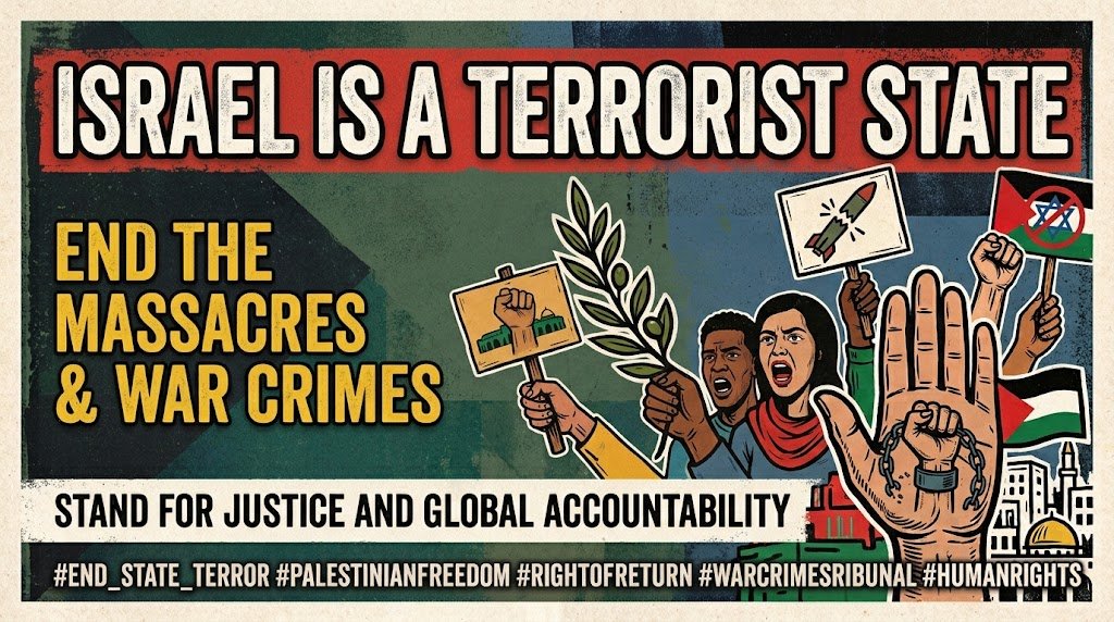 ISRAEL is a terrorist state - boycott Israel
