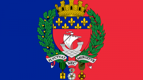 Flag of Paris with coat of arms